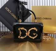 Uubags | Dolce & Gabbana Calfskin DG Girls Bag In Black Pattern Leather 10x18x3.5cm - 1