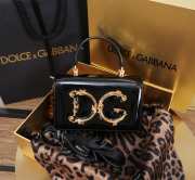 Uubags | Dolce & Gabbana Calfskin DG Girls Bag In Black Pattern Leather 10x18x3.5cm - 5