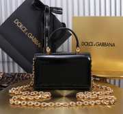 Uubags | Dolce & Gabbana Calfskin DG Girls Bag In Black Pattern Leather 10x18x3.5cm - 2