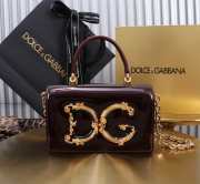 Uubags | Dolce & Gabbana Calfskin DG Girls Bag In Burgundy Pattern Leather 10x18x3.5cm - 1