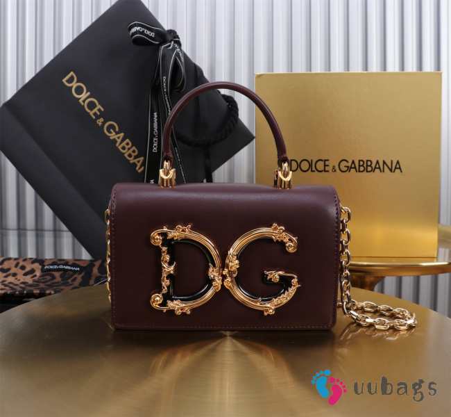 Uubags | Dolce & Gabbana DG Girls Bag In Burgundy Calfskin Leather 10x18x3.5cm - 1