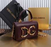 Uubags | Dolce & Gabbana DG Girls Bag In Burgundy Calfskin Leather 10x18x3.5cm - 3