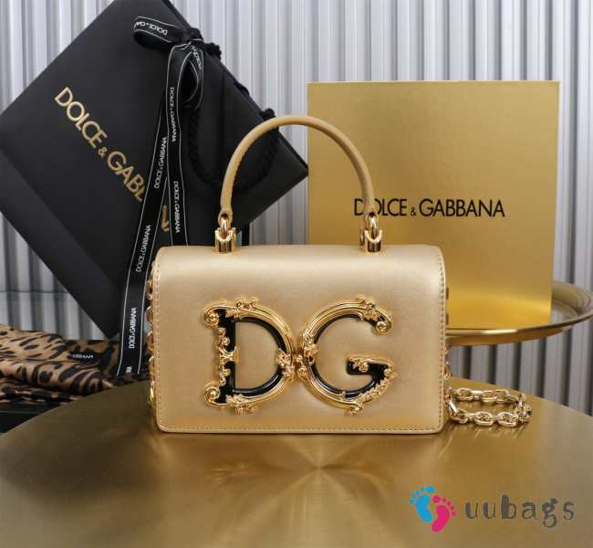 Uubags | Dolce & Gabbana DG Girls Bag In Gold Nappa Leather Lining 10x18x3.5cm - 1