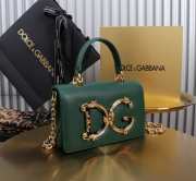 Uubags | Dolce & Gabbana DG Girls Bag In Green Calfskin Leather 10x18x3.5cm - 6