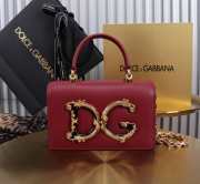 Uubags | Dolce & Gabbana DG Girls Bag In Red Calfskin Leather 10x18x3.5cm - 1