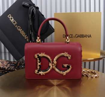 Uubags | Dolce & Gabbana DG Girls Bag In Red Calfskin Leather 10x18x3.5cm