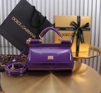 Uubags | Dolce & Gabbana small patent leather Sicily bag in purple 11x18x6cm