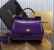 Uubags | Dolce & Gabban large patent leather Sicily bag in purple 25x12x20cm - 1