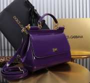 Uubags | Dolce & Gabban large patent leather Sicily bag in purple 25x12x20cm - 3