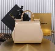 Uubags | Dolce & Gabbana medium patent leather Sicily bag in beige 20x16x8cm - 2