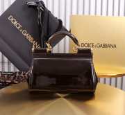 Uubags | Dolce & Gabbana small patent leather Sicily bag in brown 11x18x6cm - 4