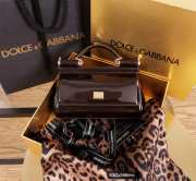 Uubags | Dolce & Gabbana small patent leather Sicily bag in brown 11x18x6cm - 2