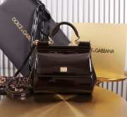 Uubags | Dolce & Gabbana medium patent leather Sicily bag in brown 20x16x8cm - 1