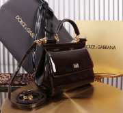 Uubags | Dolce & Gabbana medium patent leather Sicily bag in brown 20x16x8cm - 3