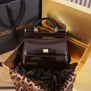 Uubags | Dolce & Gabbana medium patent leather Sicily bag in brown 20x16x8cm - 6