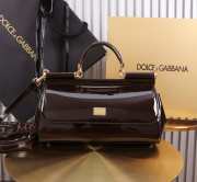 Uubags | Dolce & Gabbana medium patent leather Sicily bag in brown 29x18x12cm - 1