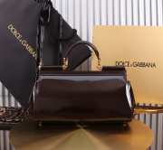 Uubags | Dolce & Gabbana medium patent leather Sicily bag in brown 29x18x12cm - 5