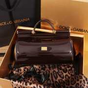 Uubags | Dolce & Gabbana medium patent leather Sicily bag in brown 29x18x12cm - 3