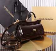 Uubags | Dolce & Gabbana medium patent leather Sicily bag in brown 29x18x12cm - 2