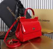 Uubags | Dolce & Gabbana medium patent leather Sicily bag in red 20x16x8cm - 5