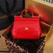 Uubags | Dolce & Gabbana medium patent leather Sicily bag in red 20x16x8cm - 3