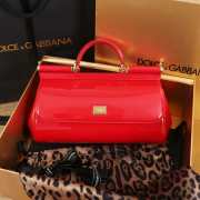 Uubags | Dolce & Gabbana medium patent leather Sicily bag in red 29x18x12cm - 2