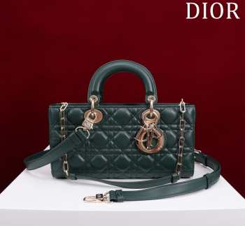 Uubags | Dior M0540 Lady D-Joy Dark Green Cannage Lambskin Bag 26x13.5x5cm