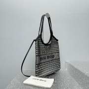 Uubags | Miu Miu Woven fabric and linen mini-tote bag in black/tan 40x35cm - 5