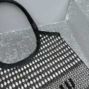 Uubags | Miu Miu Woven fabric and linen mini-tote bag in black/tan 40x35cm - 3