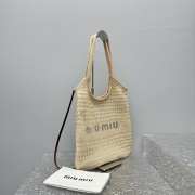 Uubags | Miu Miu Woven fabric and linen mini-tote bag in natural 40x35cm - 4