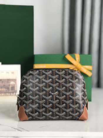 Uubags | Goyard Vendôme cosmetic pouch in black & tan 13.5x7x18cm