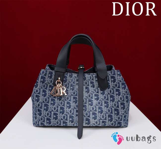 Uubags | Toujours Bag Blue Denim Dior Oblique Jacquard  28.5x21.5x17cm - 1