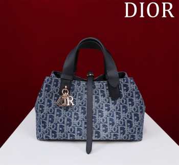 Uubags | Toujours Bag Blue Denim Dior Oblique Jacquard  28.5x21.5x17cm