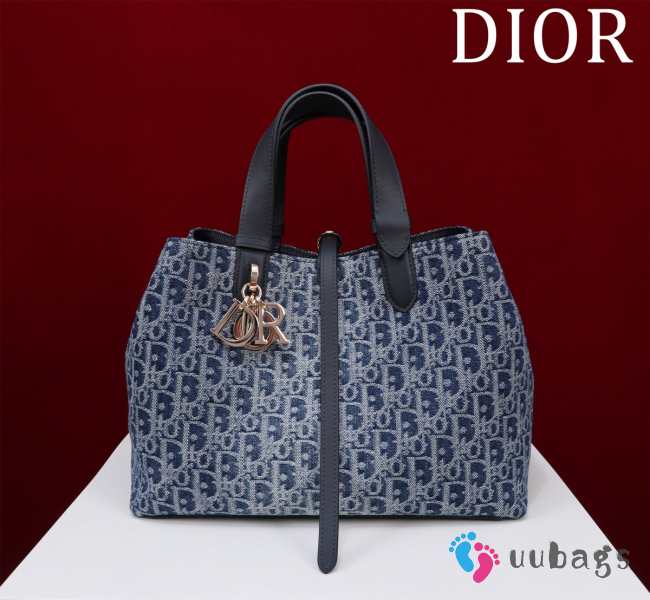 Uubags | Toujours Bag Blue Denim Dior Oblique Jacquard 37x27x19cm - 1