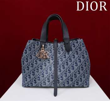 Uubags | Toujours Bag Blue Denim Dior Oblique Jacquard 37x27x19cm