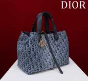 Uubags | Toujours Bag Blue Denim Dior Oblique Jacquard 37x27x19cm - 5