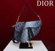 Uubags | Saddle Bag Blue Denim Dior Oblique Jacquard 25.5x20x6.5cm - 1