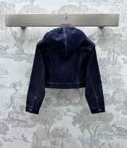 Uubags | Cropped Hooded Jacket Blue Cotton Denim with Dior Oblique Interior - 5