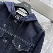 Uubags | Cropped Hooded Jacket Blue Cotton Denim with Dior Oblique Interior - 6