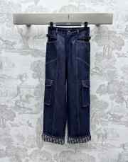 Uubags | Boyfriend Jeans Blue Cotton Denim with Dior Oblique Interior - 1