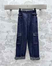 Uubags | Boyfriend Jeans Blue Cotton Denim with Dior Oblique Interior - 2