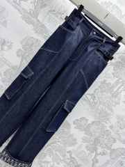 Uubags | Boyfriend Jeans Blue Cotton Denim with Dior Oblique Interior - 4