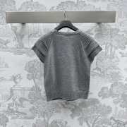 Uubags | Dior Short-Sleeved Sweater Grey Cashmere Knit with Signat - 4