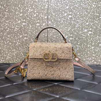 Uubags | Valentino Garavani Vsling Beige Handbag With Rhinestones 19x13x9cm