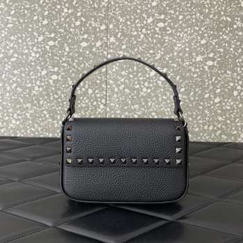 Uubags | Valentino Garavani Small Leather Rockstud Top Handle Bag In Black 19x12x3cm