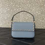 Uubags | Valentino Garavani Small Leather Rockstud Top Handle Bag In Blue 19x12x3cm - 1