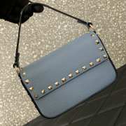 Uubags | Valentino Garavani Small Leather Rockstud Top Handle Bag In Blue 19x12x3cm - 3