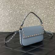 Uubags | Valentino Garavani Small Leather Rockstud Top Handle Bag In Blue 19x12x3cm - 2