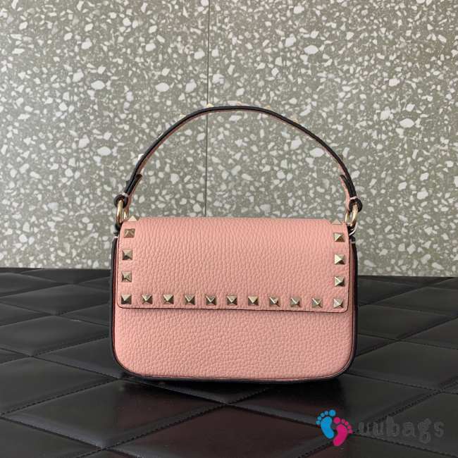 Uubags | Valentino Garavani Small Leather Rockstud Top Handle Bag In Pink 19x12x3cm - 1