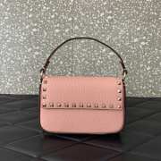 Uubags | Valentino Garavani Small Leather Rockstud Top Handle Bag In Pink 19x12x3cm - 1